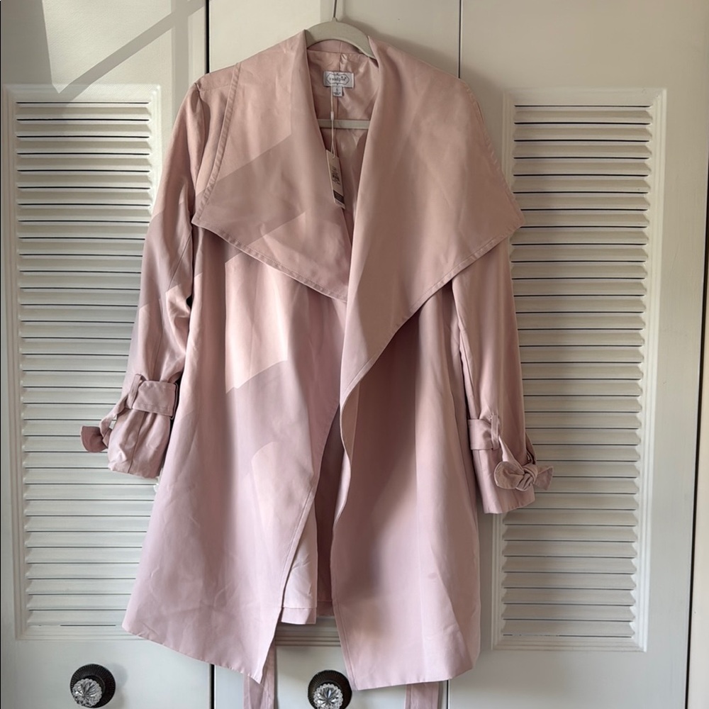 Mud Pie Pink Waterfall Trench Coat
